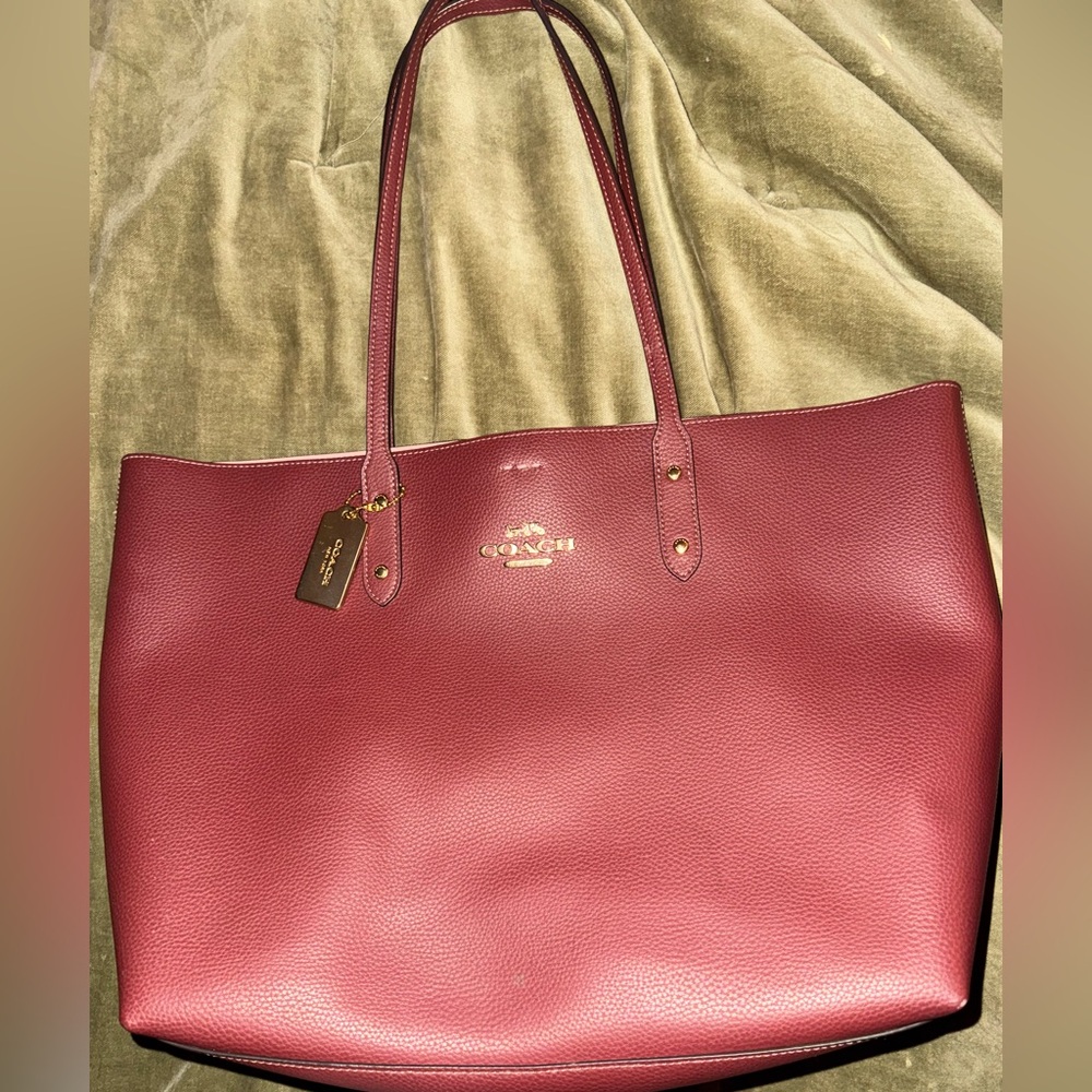 Coach Maroon Leather Tote Bag